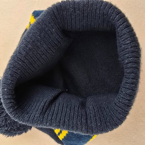 Vans Off The Wall Blue Yellow Pom Beanie Knit Winter Hat Skateboarding Toque - Picture 5 of 7